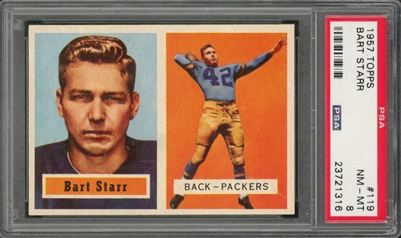 1957 Topps Football #119 Bart Starr Rookie Card – PSA NM-MT 8